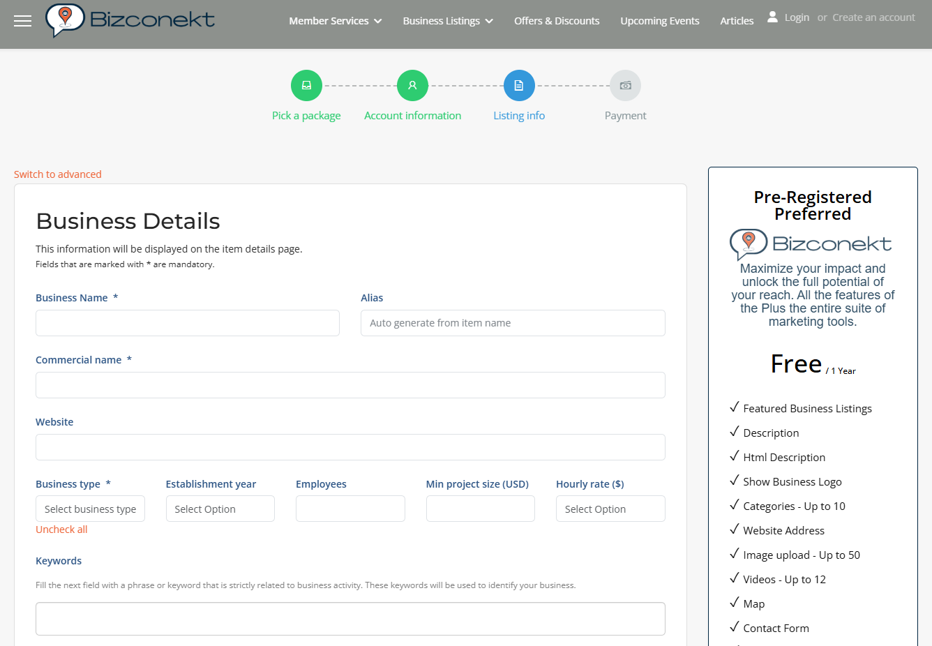 Business Registration Form Registration Form