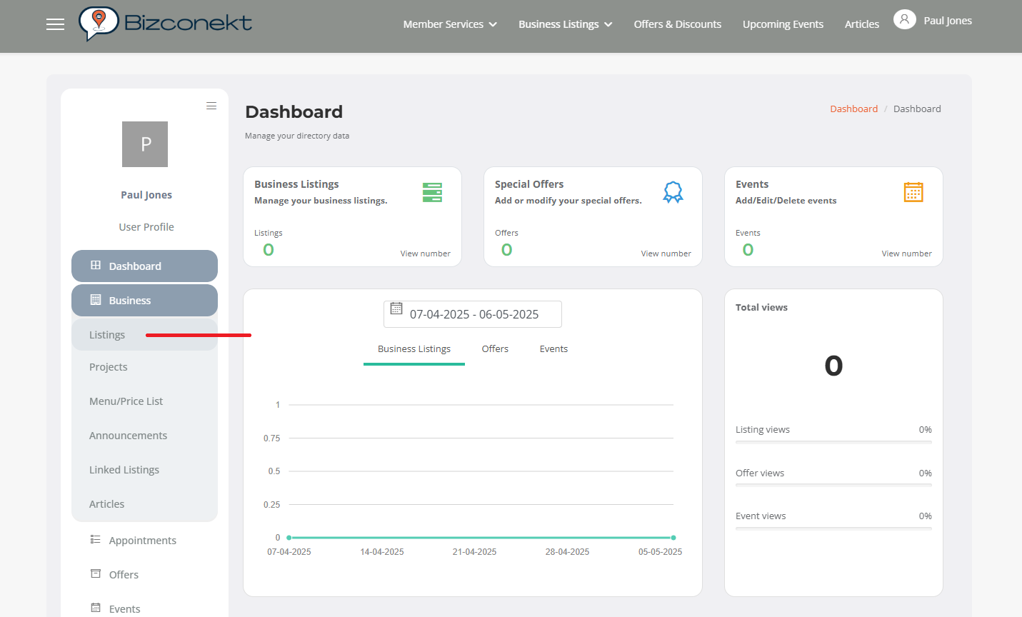 User Dashboard Business Listings User Dashboard Business Listings