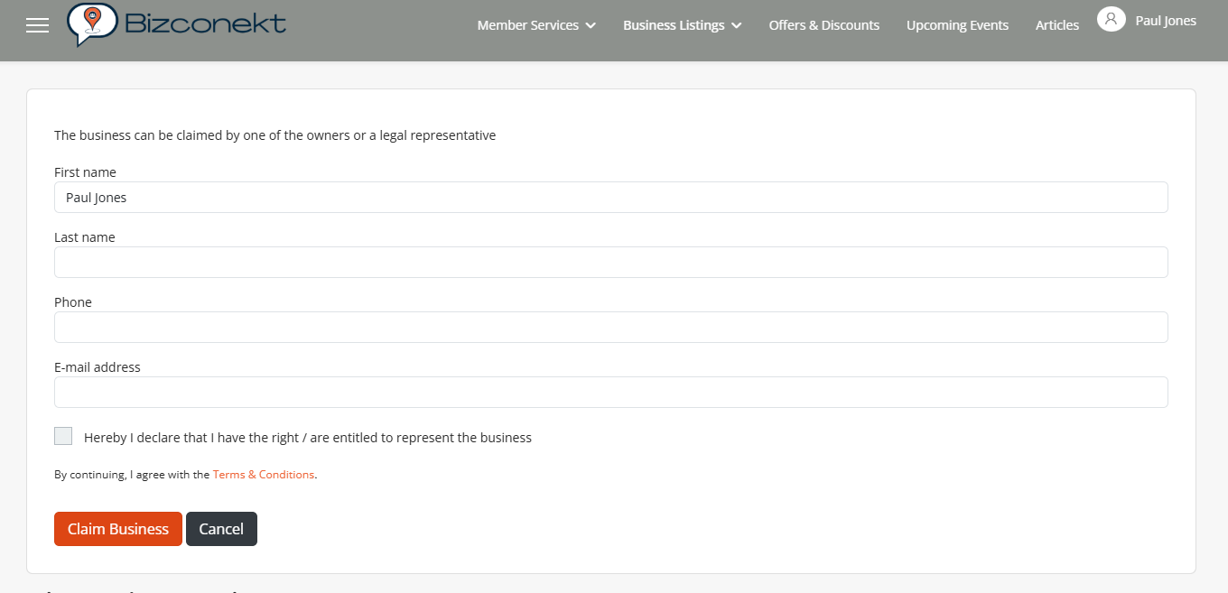 Claim Business Form Claim Business Form